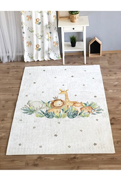Evmila Safari Desen Baskılı 7mm Kalınlıkta Çocuk Halısı