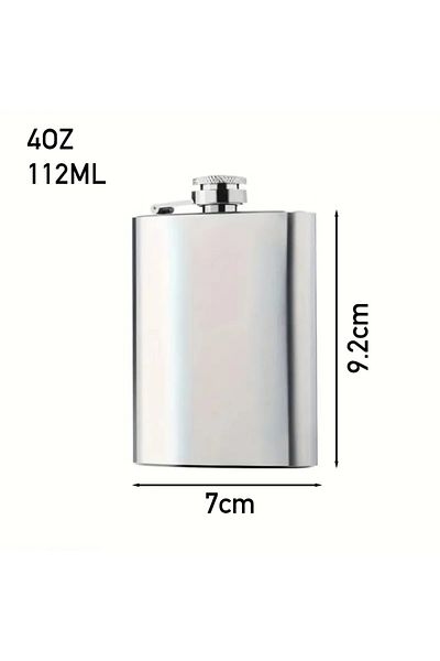 PİRAMİGO Stainless Steel Rectangular Flask 4oz (118ml)