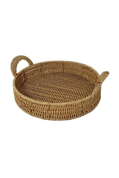 MİEN Mien Rattan Round Medium Size Tray - Decorative and Durable
