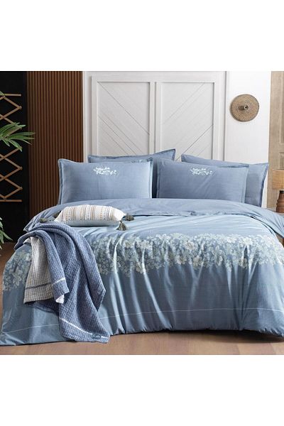 Sarev Σετ Παπλωματοθήκη Sedona Blue Double 100% Cotton Διπλής Όψης