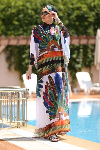 Remsa Mayo Exotic Leopard Print Hijab Swimsuit Pareo - Single Kaftan 430-543