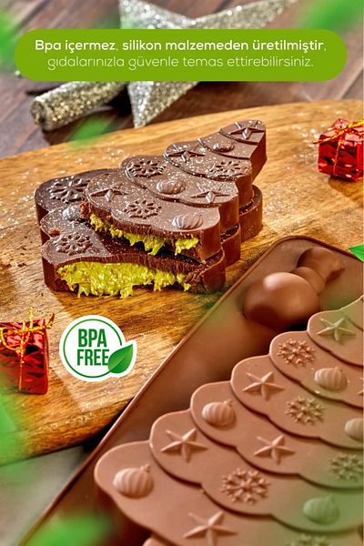 Anadolu Saray Practical Pine Tree Shaped Silicone Chocolate Mold |   Pine Tree Silicone Dubai Chocolate Candy Mold