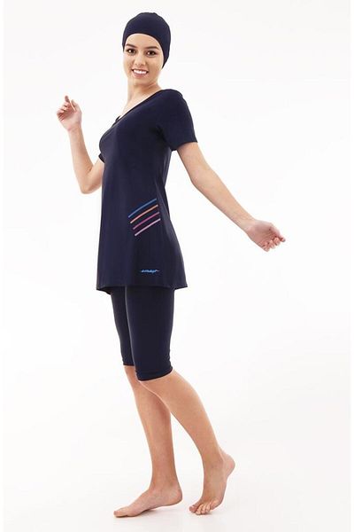 Emayo Semi Covered Hijab Swimsuit 1013 Ayla Navy Blue