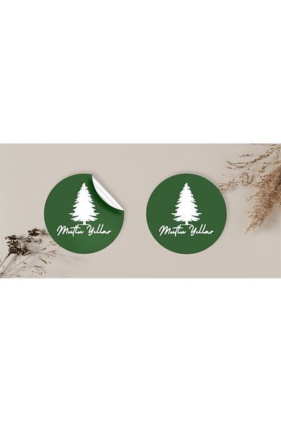 anka design Green Coated Happy New Year Sticker - 4X4Cm, 36 Pieces