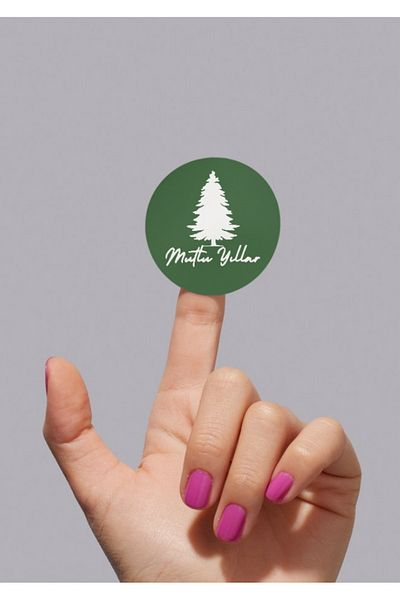 anka design Green Coated Happy New Year Sticker - 4X4Cm, 36 Pieces