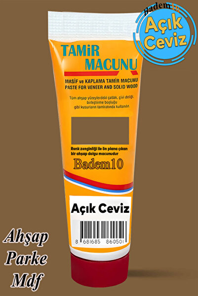 Badem10 Ahşap Mobilya Parke Tamir Dolgusu Macunu (200 GR AÇIK CEVİZ) Çatlak Çizik Giderici Kullanıma Hazır