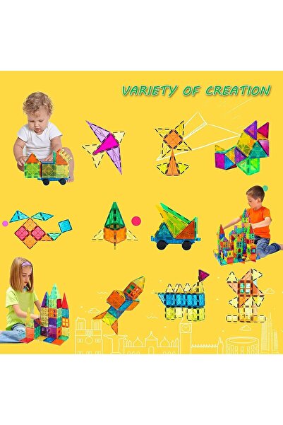 fulina Magnetic Tiles, 105Pcs Magnetic 3D Building Blocks,Educational Puzzle Magnets Toys,for Ages 3+