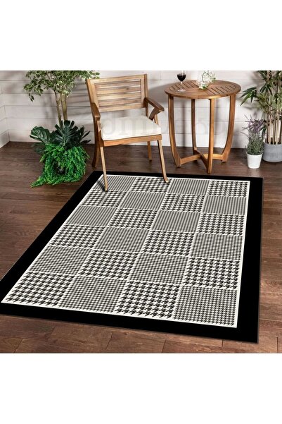 Dijidekor Halı Siyah Mt21 Yıkanabilir Saçaksız Kaymaz Kesme Ince Yolluk Kilim...