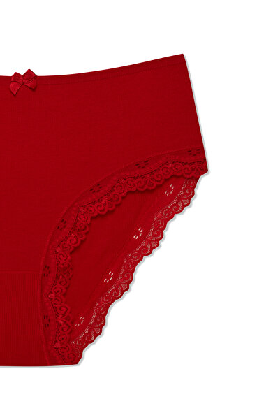 HNX Chiloți roșii cu talie înaltă pentru femei, 3 buc