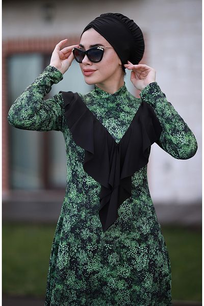 Emayo Lycra Fully Covered Hijab Swimsuit 1927 Melike Green