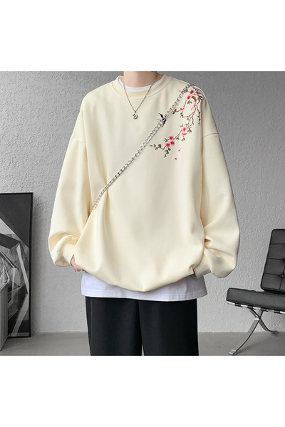 Drippy Işlemeli Sweatshirt adam kazaklar yeni tişörtü Harajuku uzun kollu kore giyim yorumları birço Siyah