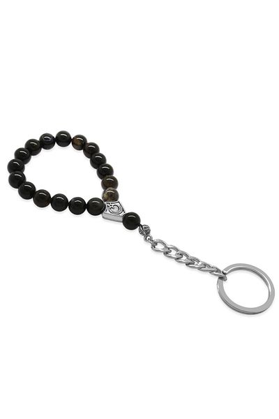 Tesbihane Suleyman Eye Natural Stone Steel Prayer Beads Keychain
