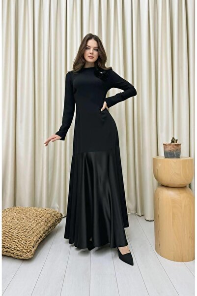 Cardella Πρωτοχρονιάτικο φόρεμα - Βαμβακερό κρεπ με σατέν λεπτομέρεια, ρυθμιζόμενη φούστα στην πλάτη