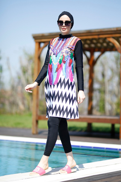 Remsa Mayo Μαγιό Hijab - Σχέδιο, Πλήρως Κάλυμμα και Ζιγκ-ζαγκ Πέρλα