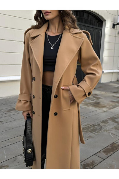 My Blog Παλτό με ζώνη Tan Epaulet -