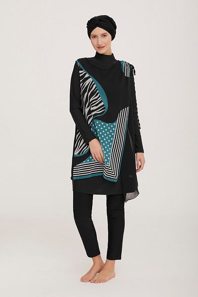 Remsa Mayo Μαγιό 3 τεμαχίων Pareo Lycra πλήρως καλυμμένο Hijab Sanda 5 4365 Μαύρο