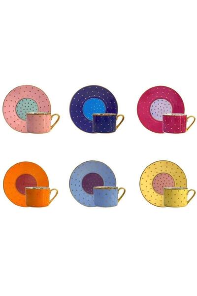 Kosova 6 RENK PUANTİYELİ 6 KİŞİLİK TÜRK KAHVESİ FİNCANI