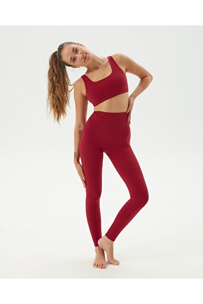 Ayma Active Colanți basic certificate din bumbac organic cu talie înaltă Sangria