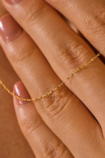 MOOM MÜCEVHERAT 14 Ayar Altın Aynalı Zincir Kolye