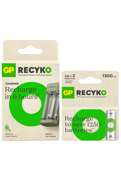 GP E221 2 Kanallı Şarj Cihazı 2 Adet GP Recyko 1300mAh 1.2V AA Şarjlı Kalem P...
