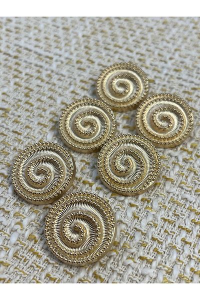 ODDA TASARIM ATÖLYESİ Spiral Model Round Gold Color Jacket-Coat Design Button Set