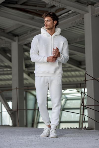 Pobudo Oversize Ecru Color Hooded Tracksuit Set