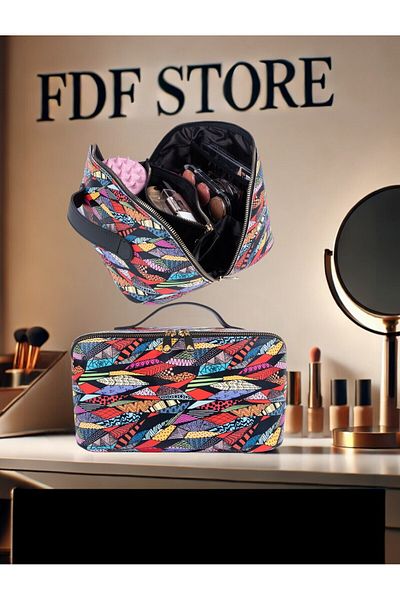 FDF STORE Чанта за гримове, козметична чанта за пътуване с голям размер, органайзер за куфар, 100% местно производство