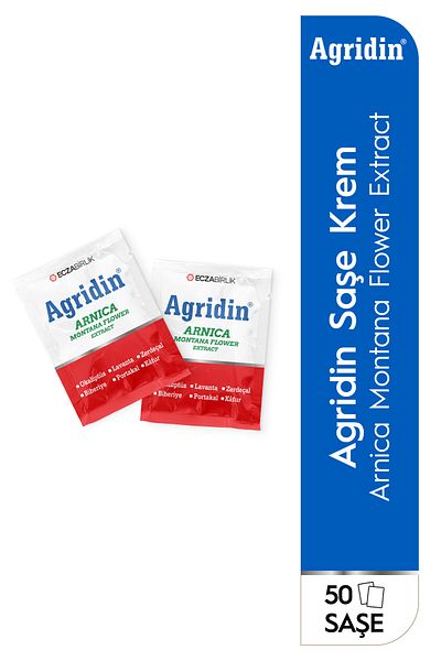 Agridin Arnica Montana Extract Pain Relief Cream - 50 Pieces X 5 Mg Pocket Size Sachet 250 Ml