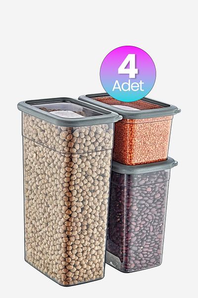 Smartware Set of 4 Scale Rectangular Storage Containers Anthracite (Per 4 1210 Ml, 2350 Ml, 3500 ml)