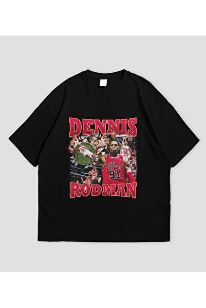 SVART WEAR Dennis Rodman - تي شيرت كبير الحجم للجنسين بتصميم ريترو