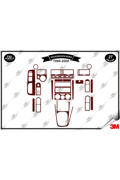 FD Damla Etiket Volkswagen Bora 1998-2008 Consolă torpedo - Set de 27 bucăți din furnir de mahon