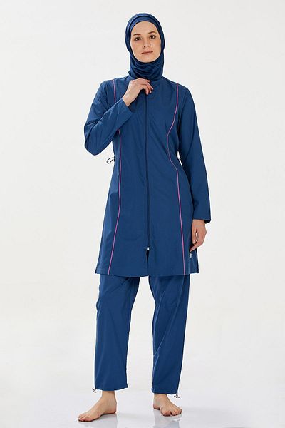 REMSA Parachute Full Covered Hijab Swimsuit Beny 9075 Light Navy Blue