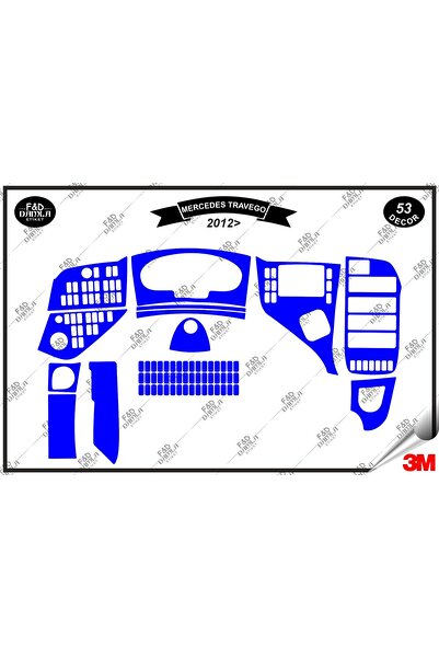 FD Damla Etiket Mercedes Travego 2012 Blue Glove Box Console Trim - Chest Mah...