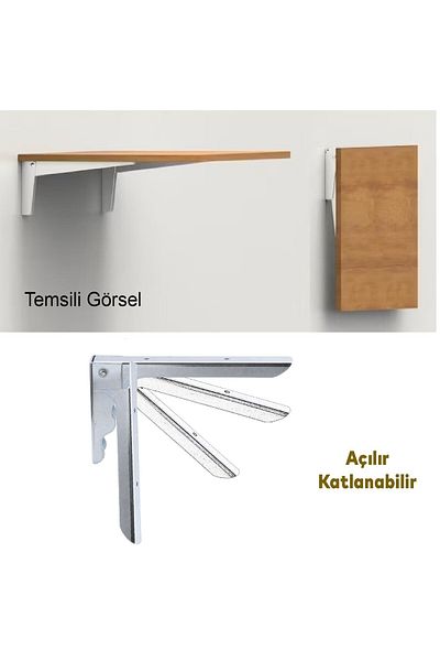 Badem10 18 X 10 cm Metal Balcony Table - Wall Mounted, Folding under Shelf Legs (2 Pcs)