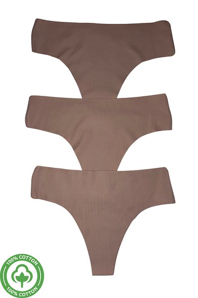 PJ & Me Ευέλικτο και απαλό υφή Mink Color Laser Cut Γυναικείο Σετ κορδονιών 3 τεμαχίων