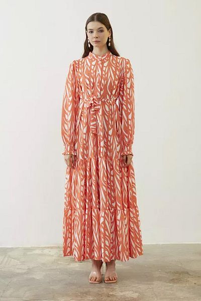 Lale Butik Merwish Patterned Crepe Dress 812
