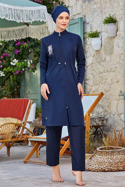 Remsa Mayo Hijab Swimsuit Levy 8287 - Dark Navy, Parachute Full Covered