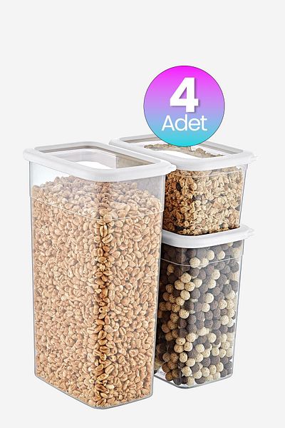 Smartware White Set of 4 Scale Rectangular Storage Containers - 1210 Ml, 2350 Ml, 3500 ml