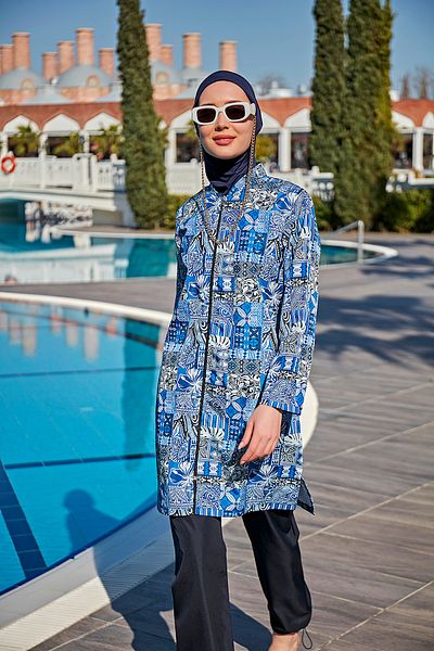 Remsa Mayo R4604 Μοντέλο Hijab Μαγιό - Αλεξίπτωτο Χρώμα, Πλήρως Κάλυμμα - Saliha