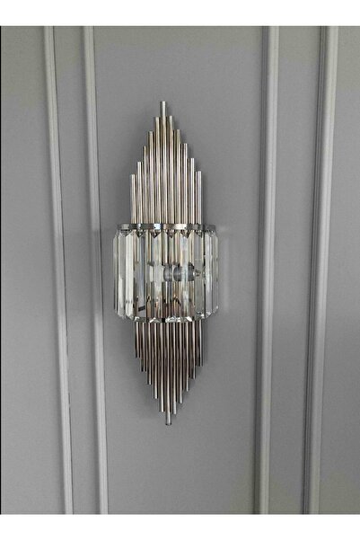 Modern Avize Krom Rengi Aplik Duvar Lambası Salon Koridor Otel Restoran Dekoratif Aplik
