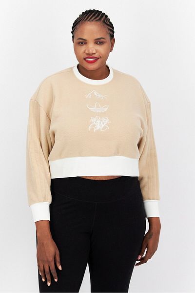 adidas Women Sportswear Fit Long Sleeves Outdoor Sweatshirt, Beige