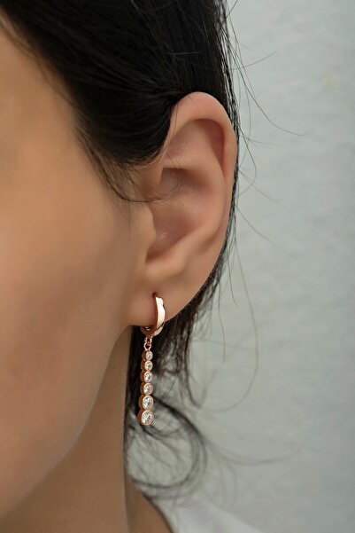 Nereze 925 Ayar Gümüş 6 Sıralı Zirkon Taşlı Küpe