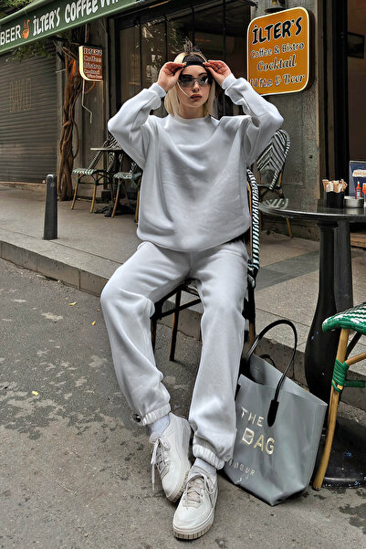 YAKAMEL Γυναικείο σετ φόρμας Oversize Puff Wide Fit Basic Cotton εποχιακό άνε...