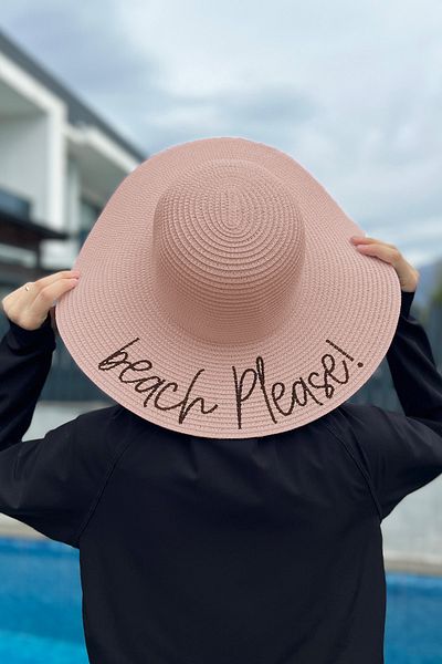 Remsa Mayo Beach Please Written Straw Hat Powder Rş-59