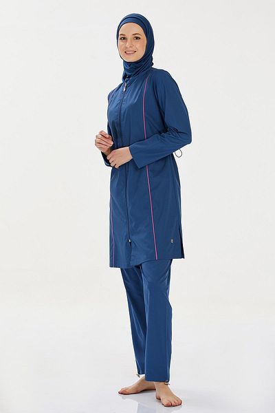 REMSA Parachute Full Covered Hijab Swimsuit Beny 9075 Light Navy Blue