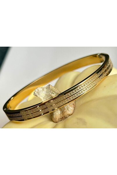 juleeco Greek Motif Gold Çelik Kelepçe(17-18cm)