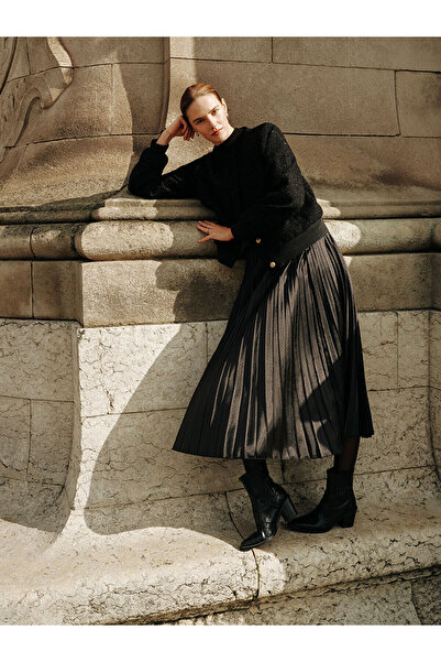 LC Waikiki Lw - Beli Lastikli Saten Kadın Pileli Etek