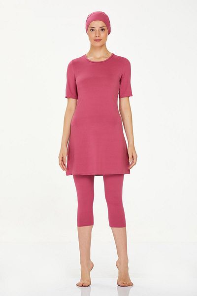 REMSA Short Sleeve Tights Semi Covered Swimsuit Walt 0572 Dried Rose