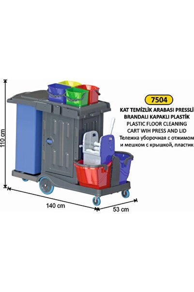 FTM AMBALAJ Presli Brandalı Kapaklı Kat Temizlik Arabası