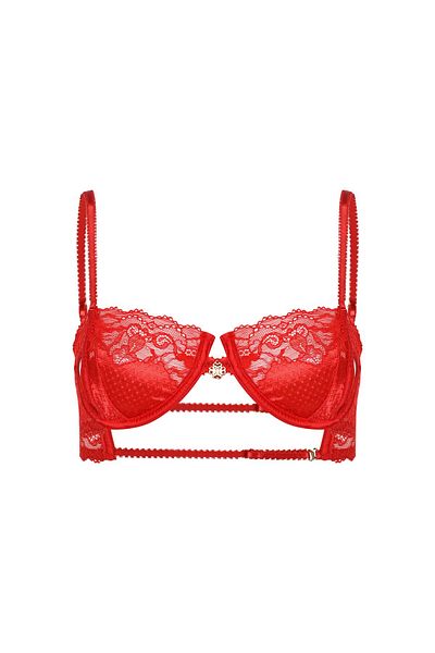 Feu De Elu Eclatant Red Lace Balconette Bra